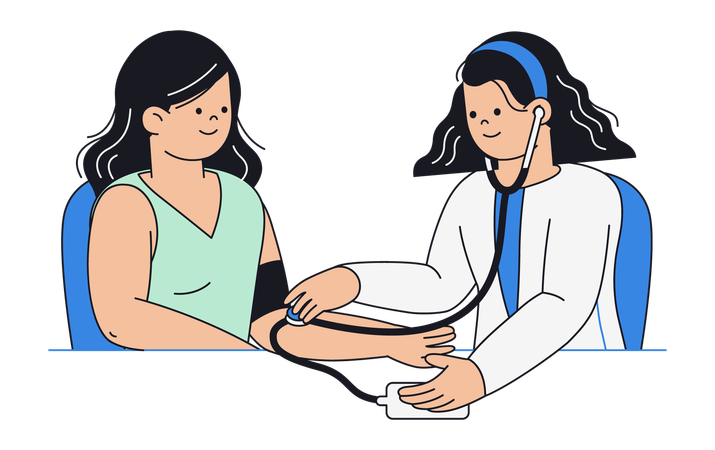 Doctor checking a patient's blood pressure